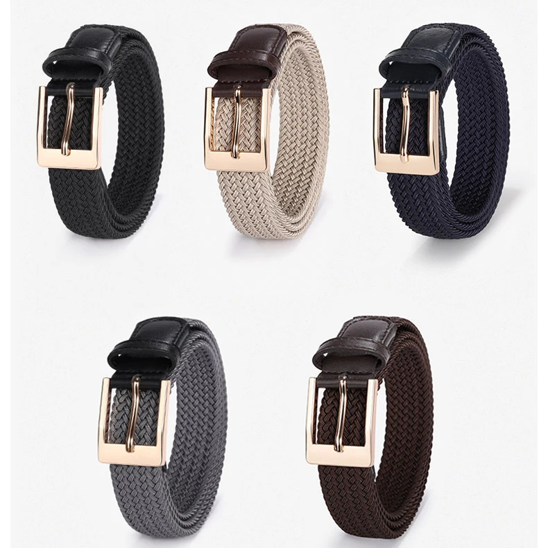 2pcs Simple Elastic Women's Belt Gold Pin Buckle Fashion Jeans Accessories Outdoor Sports Superior Versatile Student Belt