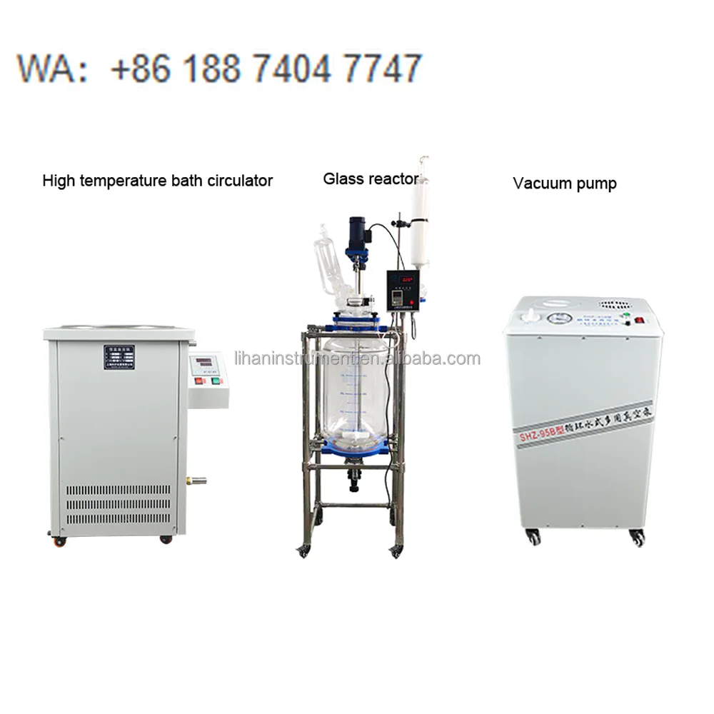 Factory Customized 100L Jacketed Glass Reactor with Vacuum Pump Cooler and Heater Lab Pilot Scale Jackets Glass Reactor