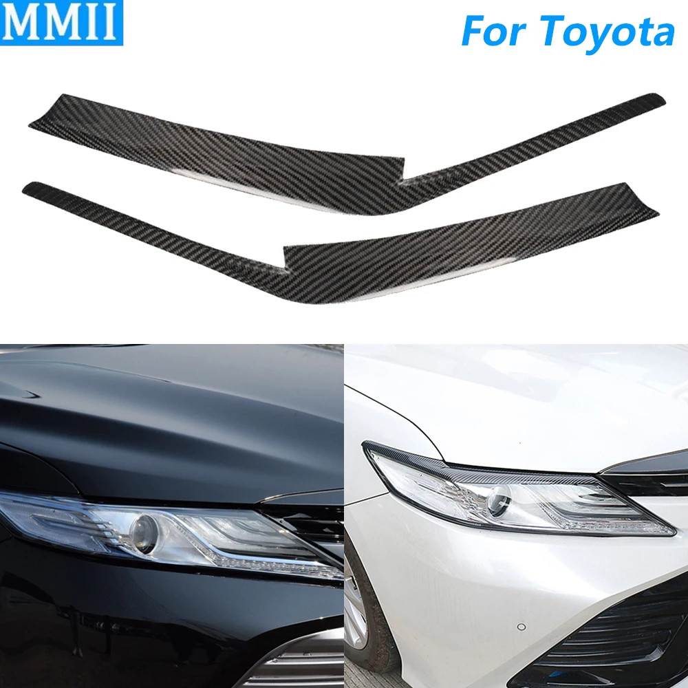 

For Toyota Camry 2018 2019 Real Dry Carbon Fiber Front Headlight Eyelid Eyebrow Cover Panel Trim Car Accessories Modification