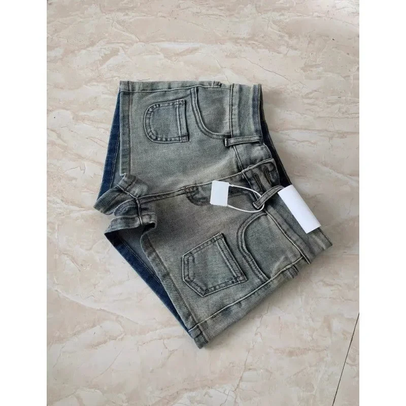

Women's American Retro Denim Shorts High Waist Slim Fit Elastic Skinny Hot Pants Summer