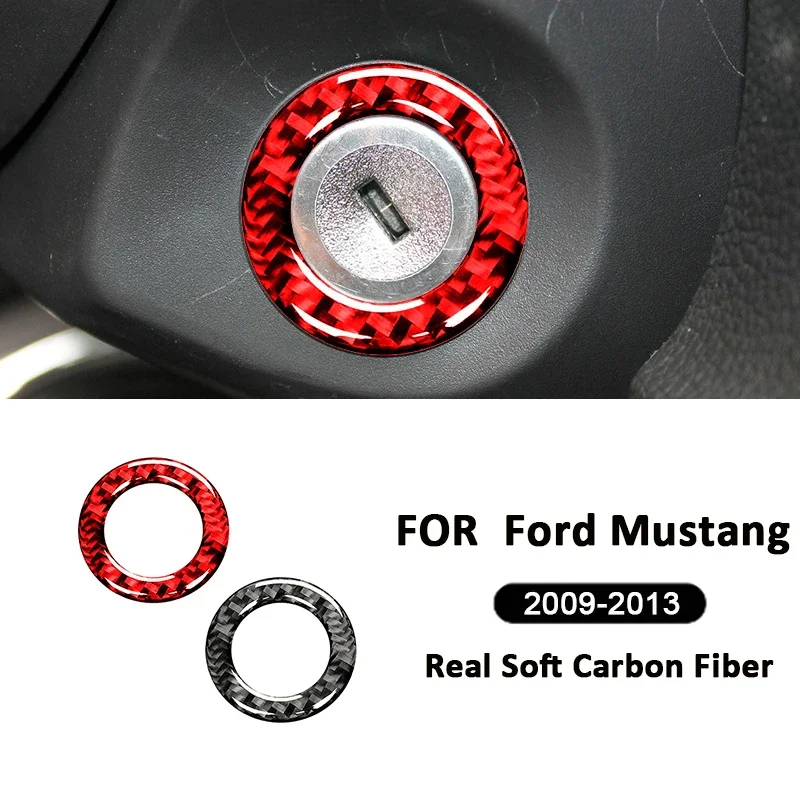 

For Ford Mustang 2009-2013 Carbon Fiber Car Keyless ONE-CLICK Start Stop Button Engine Ignition Switch Frame Decoration Sticker