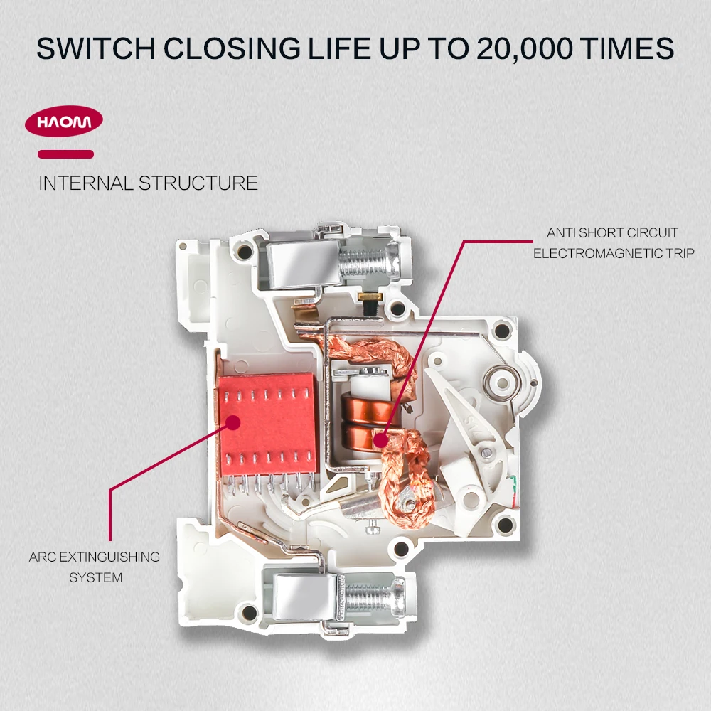 HAOM 3P DC MCB Disjuntor Protetor de Poder Início diferencial rearmable automatico Din Rail Interruptor Do Ar Disjuntor Miniatura