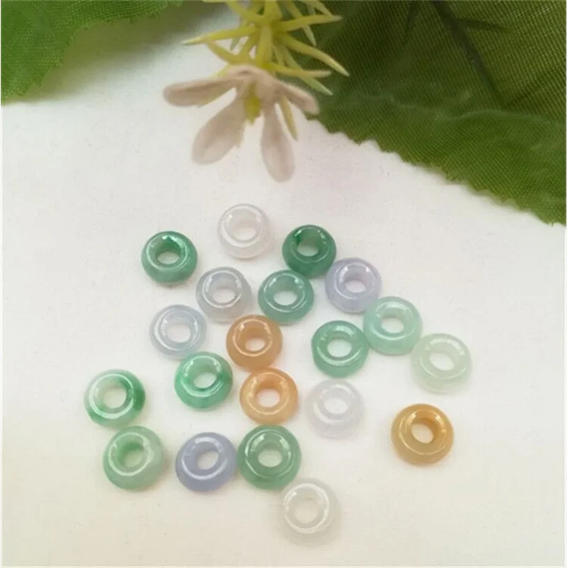 50pcsEmeraldAGoods Scattered Beads Jade Ring Ice-like Ring8mm Three-Color Jade Ring Pendant RingDIYAccessories Spare Parts