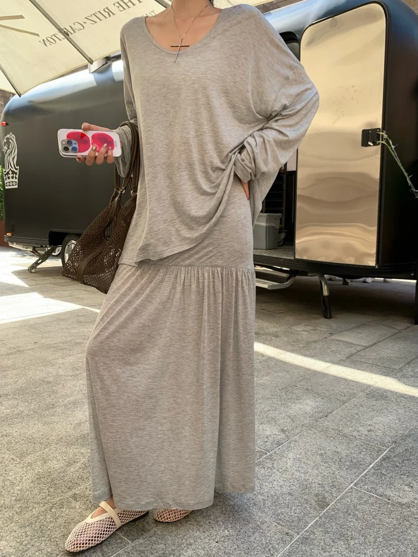 Alien Kitty Casual Lazy Style Sunscreen T-Shirt Women 2025 Chic Loose A-Line Fashion Skirts High Street Summer Daily New OL Sets