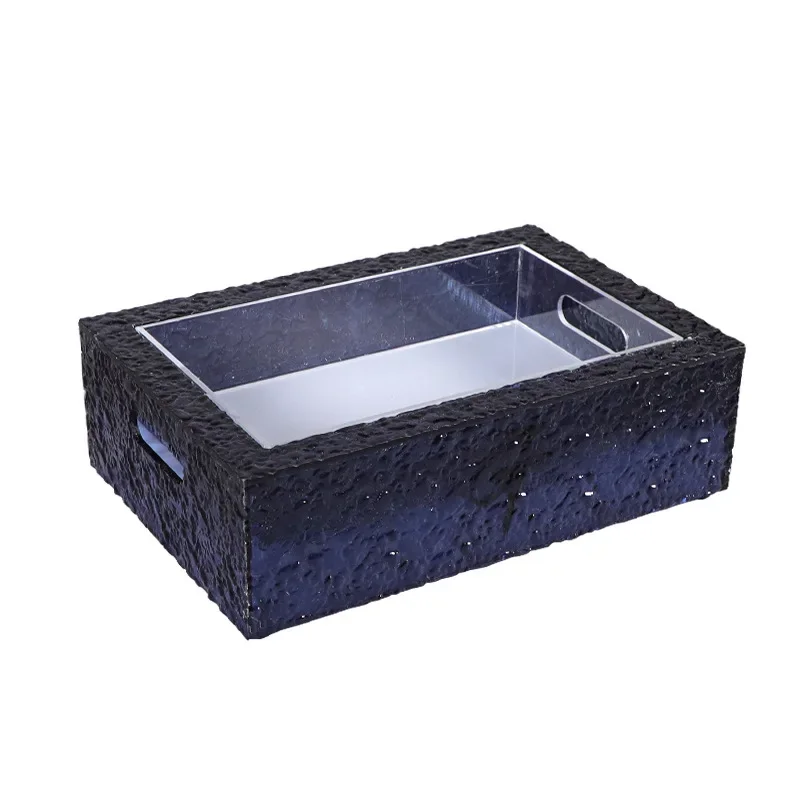 LED luminous ice bucket bar acrylic smoke gray ice pattern stone pattern four bottles of foreign wine barrels