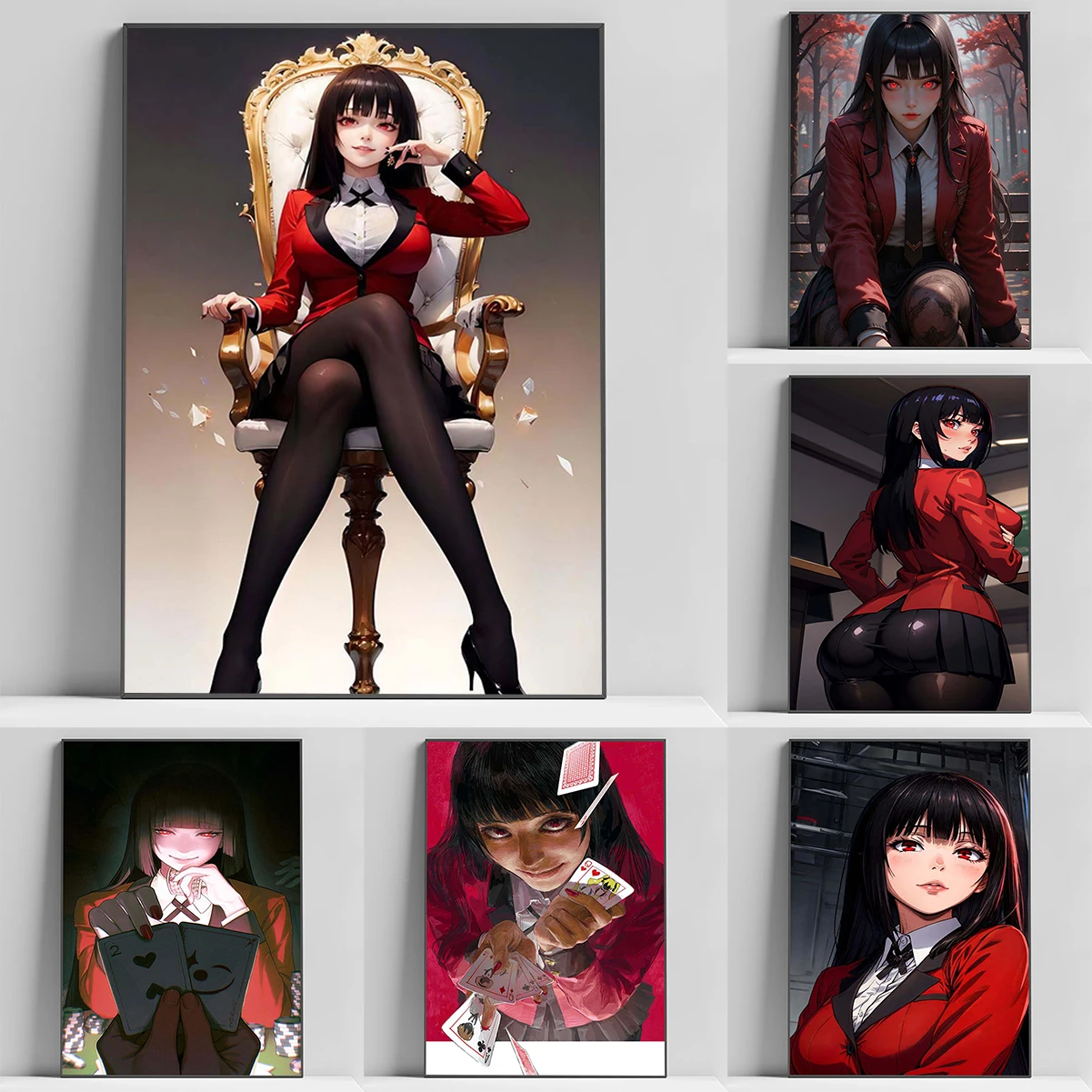 

K-Kakegurui Y-Yumeko J-Jabami Anime Poster Kitchen Decor Room Aesthetic Canvas Wall Art Mural Vintage Classroom Decorations Home