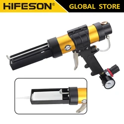 HIFESON 50ml Pneumatic Two-component Glue Gun Double Tube AB Mixed Cualking Gun Glue Door And Window Group Corner Glue Air tool