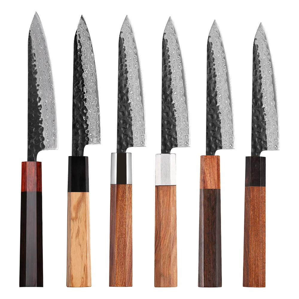 F. Młody 5-calowy japońska ręka kuty narzędzie kuchenne nóż damasceński stalowy noże szefa kuchni ostre narzędzia do gotowania owoców warzywnych — zdjęcie 2