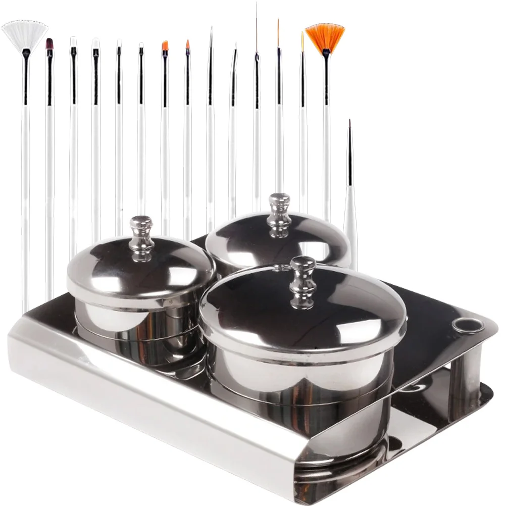 1 مجموعة الفولاذ المقاوم للصدأ مسمار الفن كأس السلطانيات ل مسحوق الاكريليك السائل خلط حامل مانيكير جرة الحلوى صالون الأظافر توريد مانيكير #1