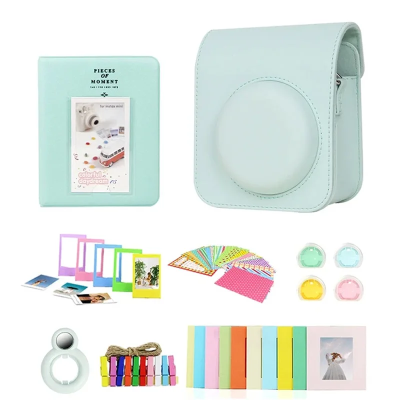 

7-in-1 Set For Fujifilm Mini12 Solid Color Camera Bag 64 Album Selfie Mirror Filter Five Color Picture Frame/4-Color Filter