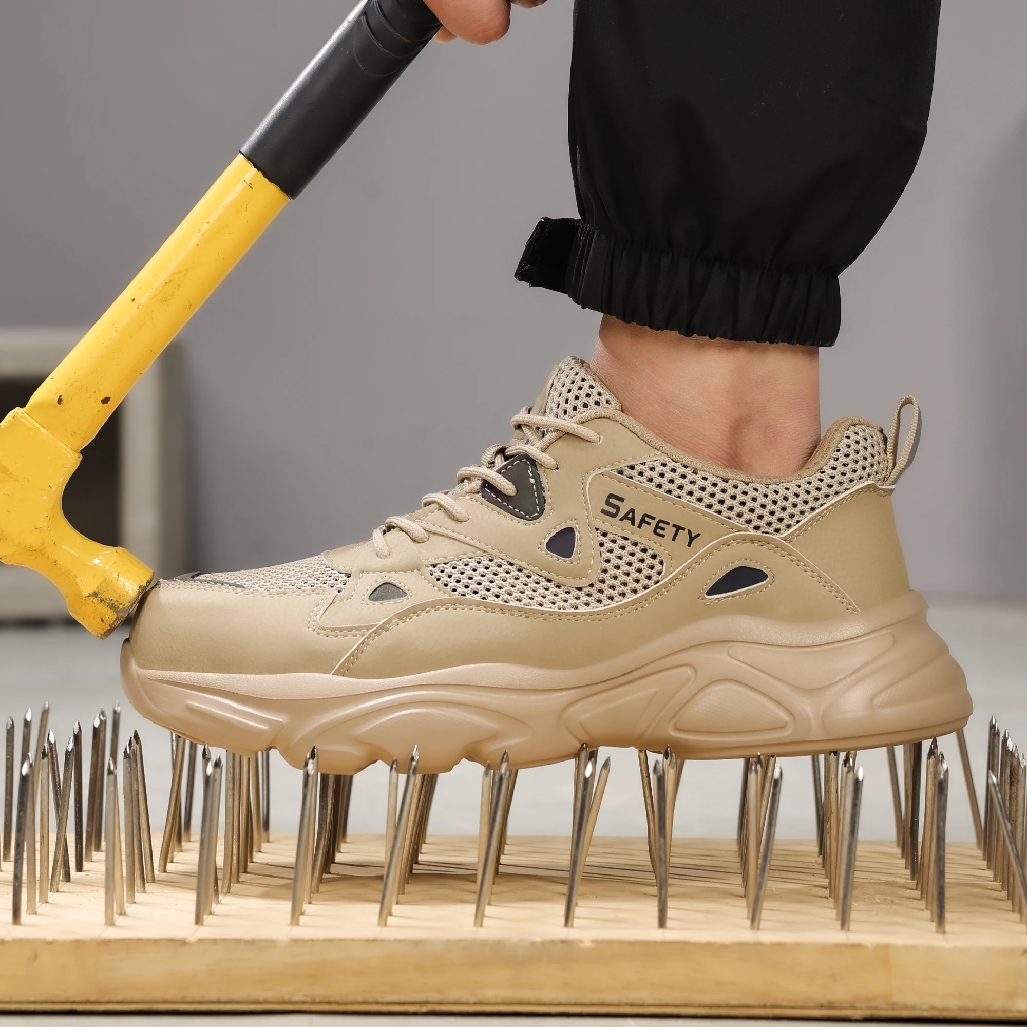 

Summer models men's steel head anti-smash anti-stabbing safety shoes breathable comfortable wear-resistant work shoes