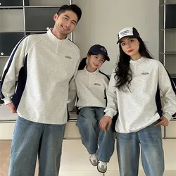 Family Long Sleeve Sweatshirts Parent-child Clothing Coat Father Mother and Son Daughter Tops Korean Dad Mom and Baby Clothes