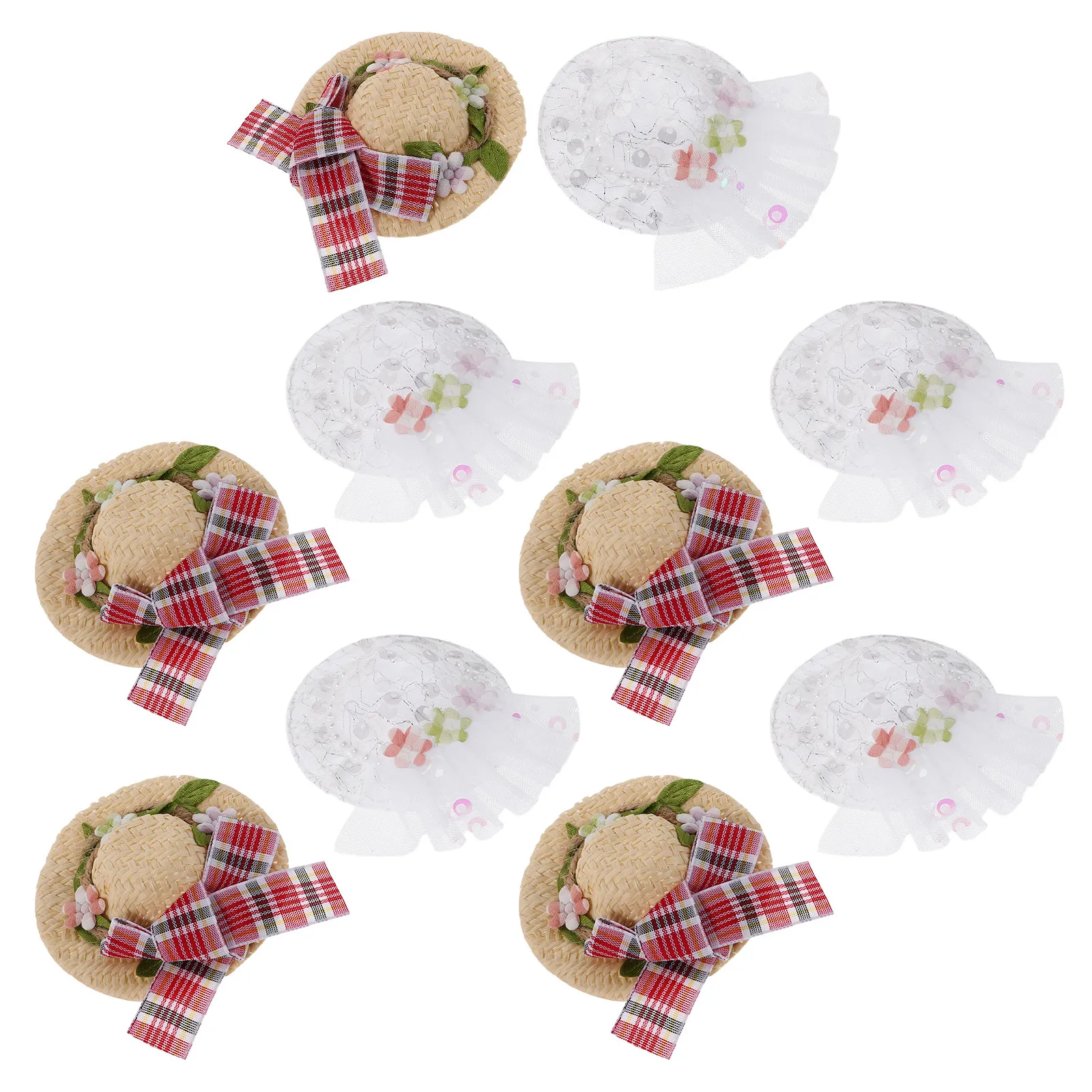 10 Pcs Dollhouse Hat Decor Mini Costume Hats Craft Small Straw Cowgirl Miniature view 2