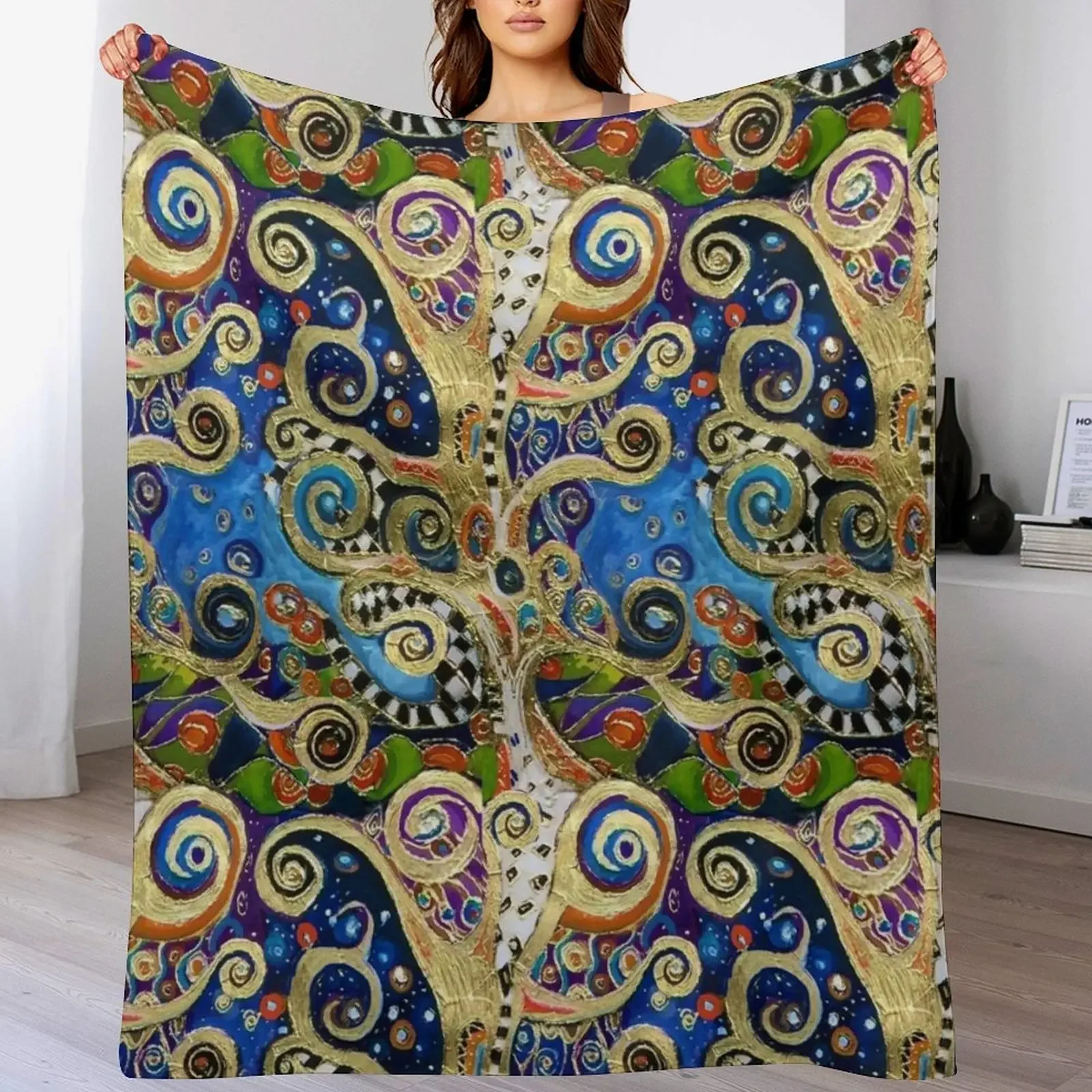 

The Changing Seasons of Klimt Throw Blanket Decorative Sofa blankets ands Flannels Cute Plaid Blankets