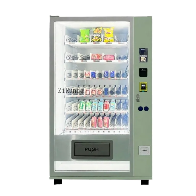 Máquina de venda automática inteligente com tela sensível ao toque de 7 polegadas, máquina combinada refrigerada para bebidas e lanches MDB