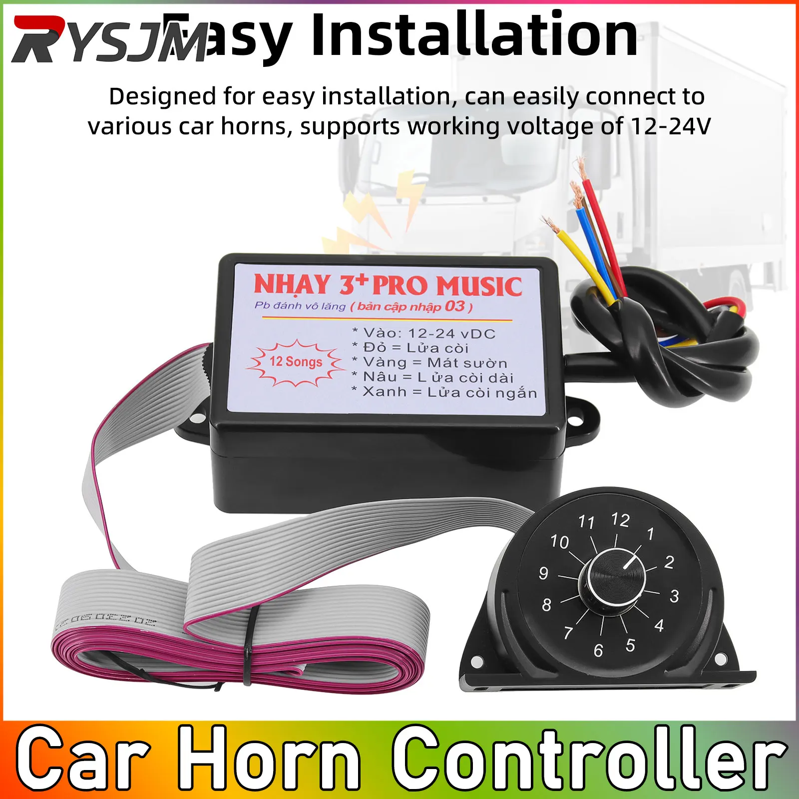 12 Sound Musical Electronic Horn Controller For Car Truck Marine Boat 3+ Pro Music Horn Speaker Sound Control Unit with Volume