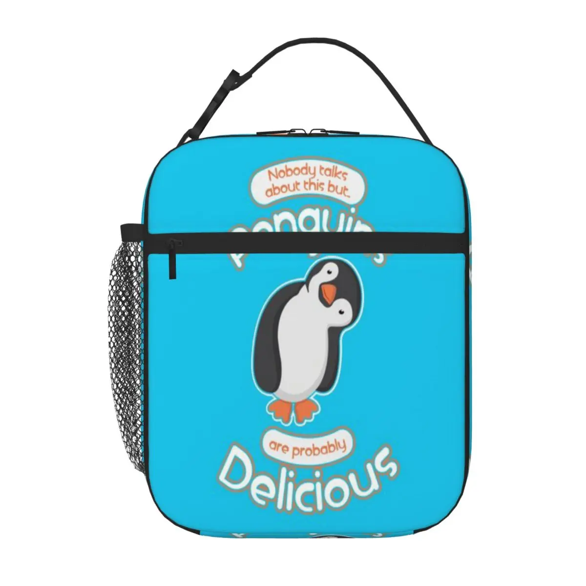 Hot Sale Penguin Delicious Canvas Texture Portable Lunch Bag Day Excursion Large Lunch Bag