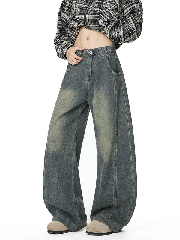 

Американские ретро-джинсы с декоративными вставками, мужские повседневные брюки прямого кроя, модные широкие брюки Haome, длинные брюки в стиле Spring Vibe