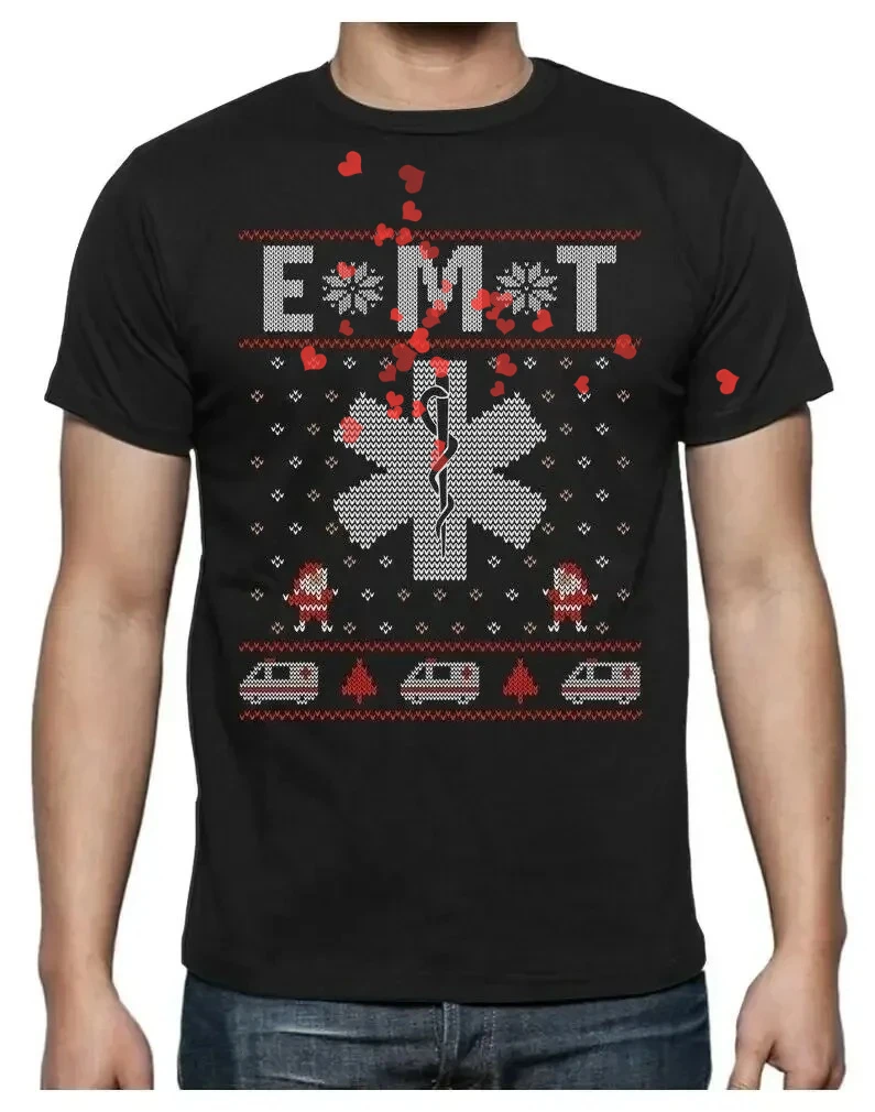 

EMT Star of Life Ugly Christmas Sweater Medical Paramedic T-Shirt 100% Cotton O-Neck Summer Short Sleeve Casual Mens T-shirt