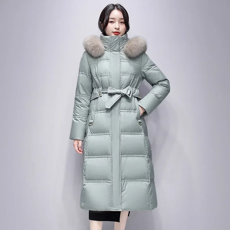 2024 New Winter and Autumn Women Long White Duck Down Coats Fashion Casual Ladies Ski Warm Down Clothing