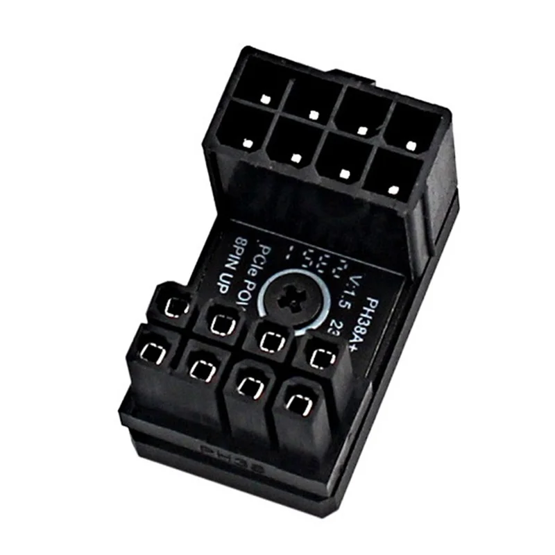 AA08-Graphics Card Power Supply Adapter Elbow 180°, GPU PSU Steering Connector PCI-E 8Pin Rotating Wiring Artifact