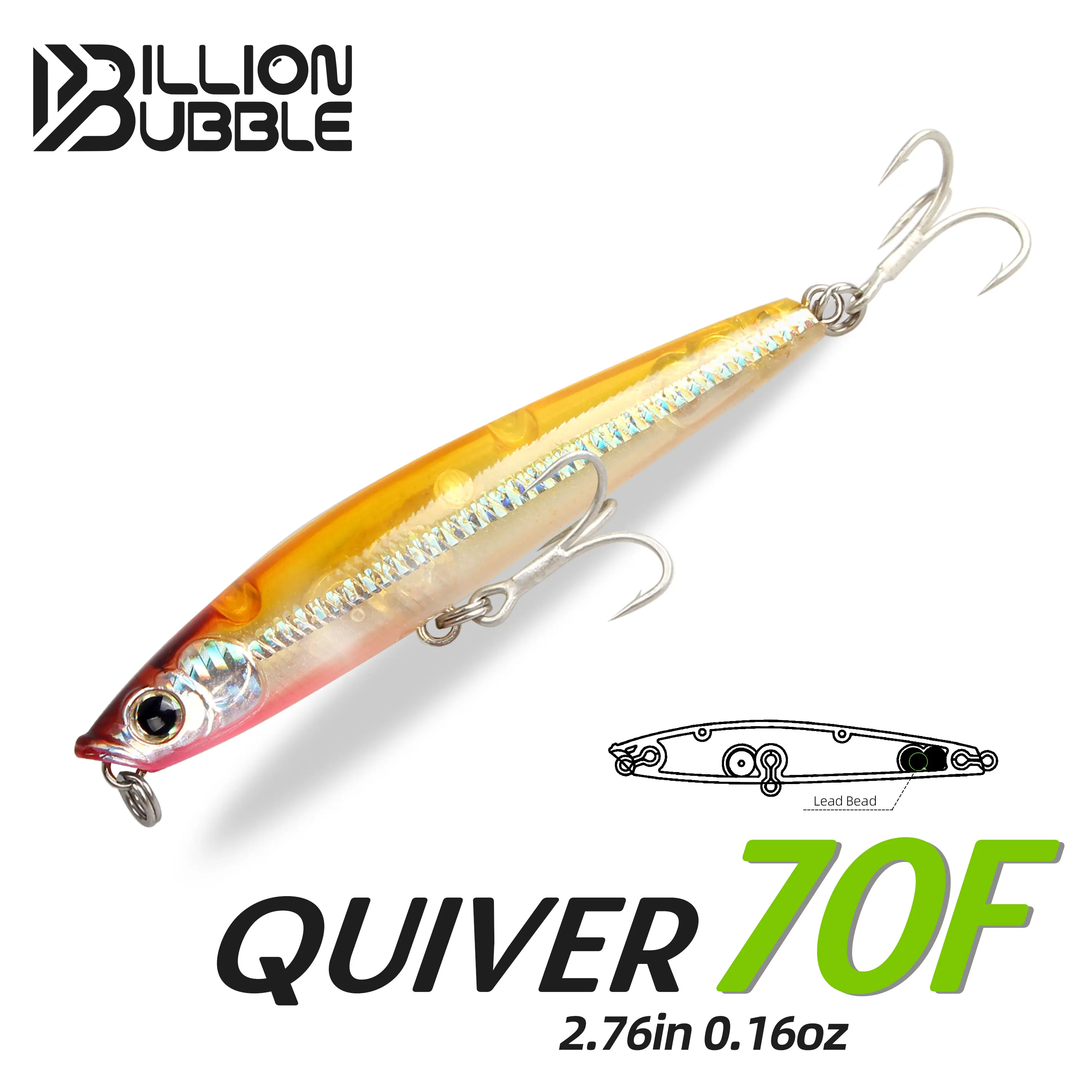 

BILLION BUBBLE Topwater Pencil Lure 70mm 4.5g Floating Walking Dog Wobbler Bass Pike Fishing Artificial Bait Surface Hard Baits