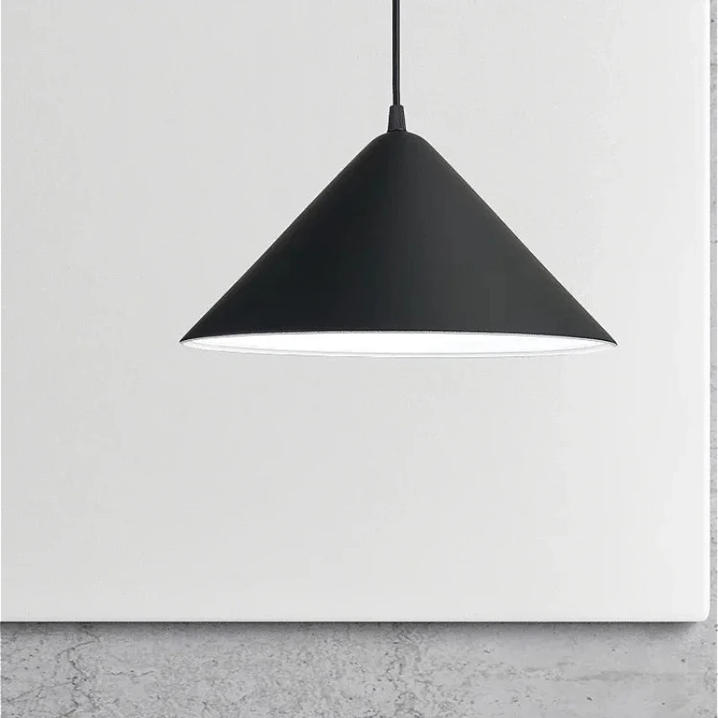 Modern Geometric Pendant Light, Cone Wrought Iron Hanging Lamp for Restaurant & Kitchen, Vintage Industrial Bedside Lighting