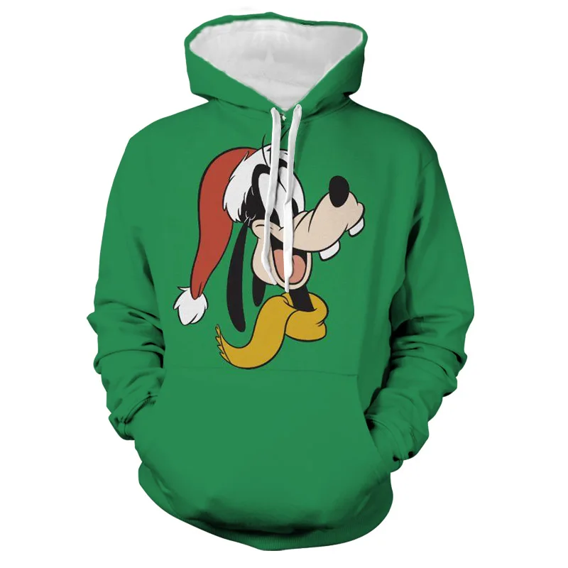 Christmas Collection Hoodie Men\'s Fall Long Sleeve Disney Branded Winnie the Pooh, Goofy and Mickey 3D Printed Casual Sweatshirt