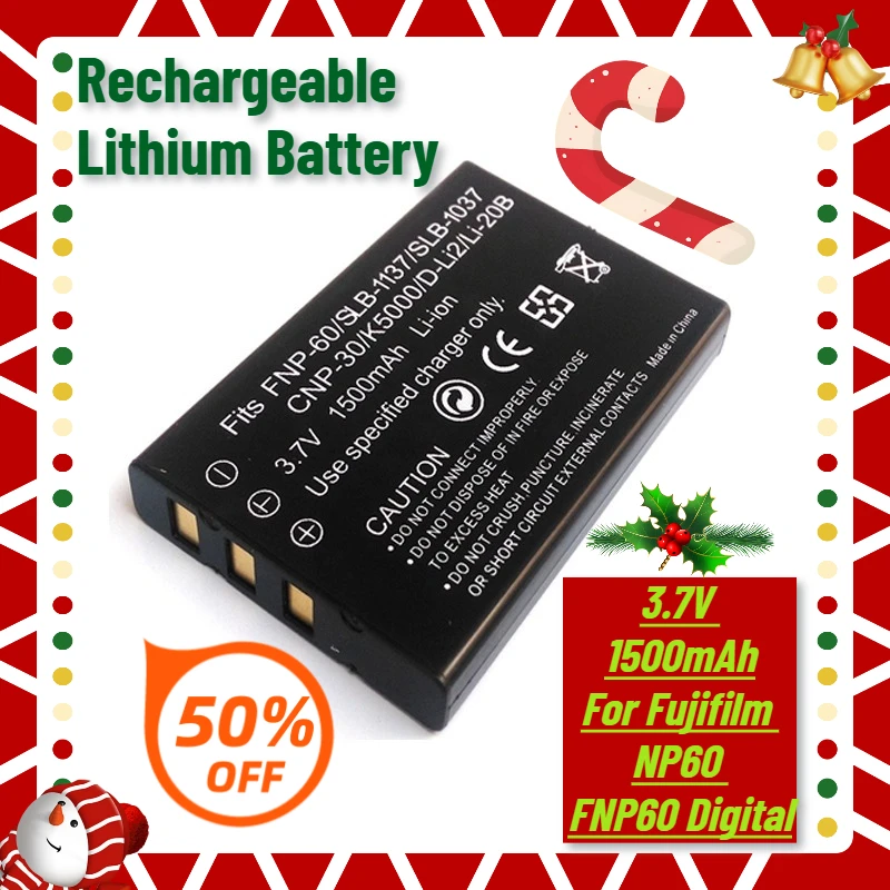 

Rechargeable Lithium Battery 3.7V 1500mAh for Fujifilm NP60 FNP60 Digital Cameras