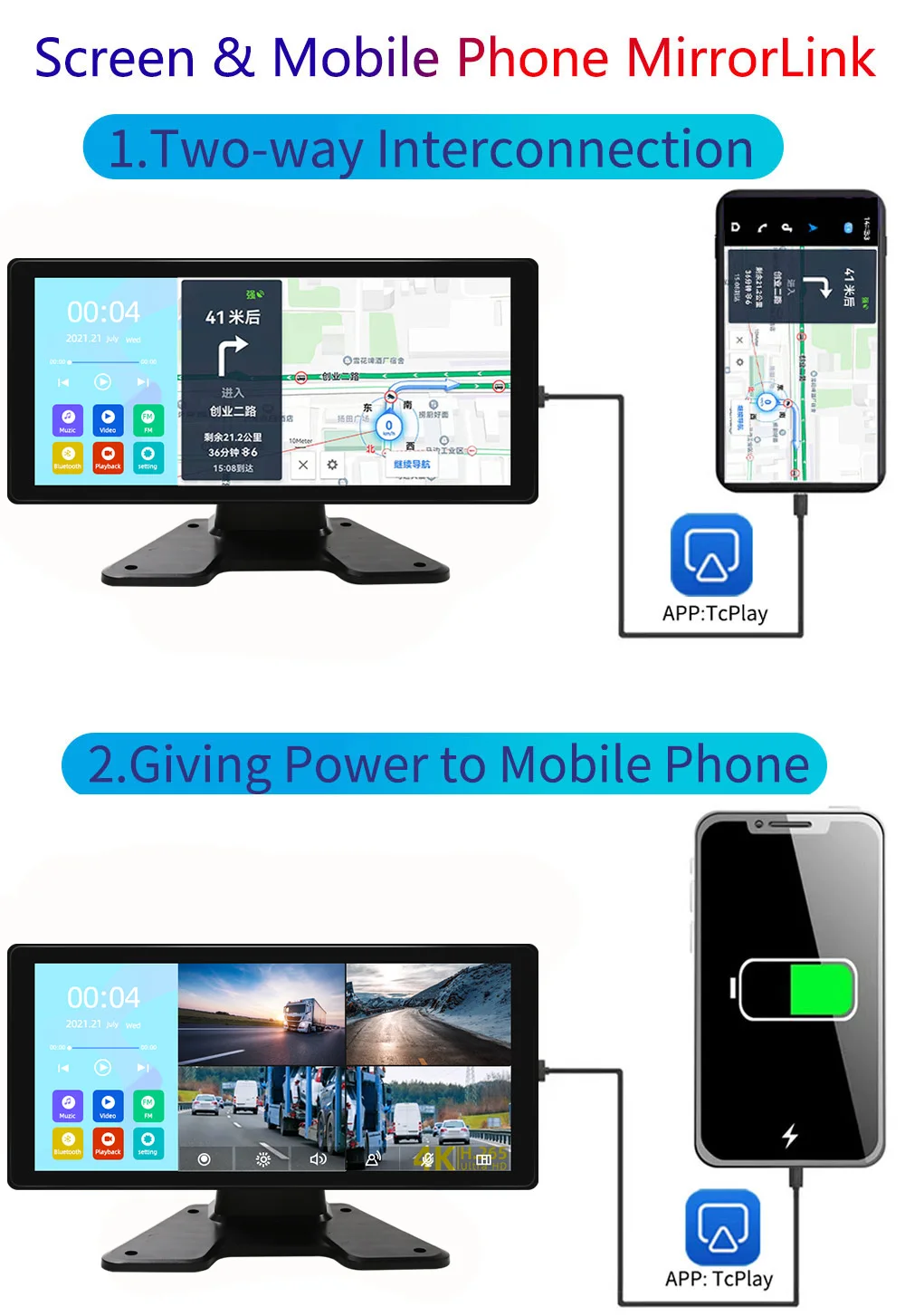 

Hot Sale 10.36 Inch IPS Touch Screen Multimedia MP5 Player With 4PCS 1080P 4CH DVR Truck Car Dash Cam