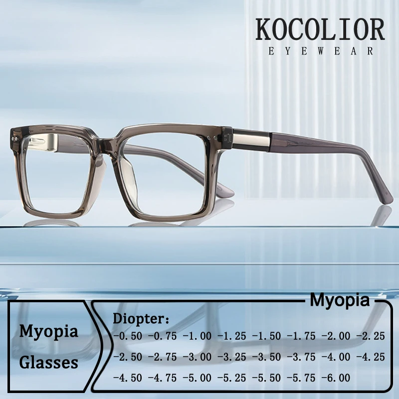 

New Brand Design Square Oversized Frame Myopia Glasses for Man Prescription Photochromic Anti Blue Light Shortsight Eyewear60033