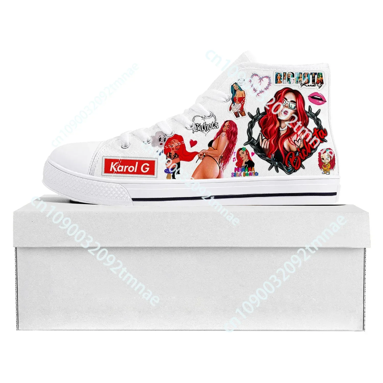 Karol G Bichota High Top High Quality Sneakers Mens Womens Teenager Canvas Sneaker Casual Couple Shoes Custom Made Shoe White