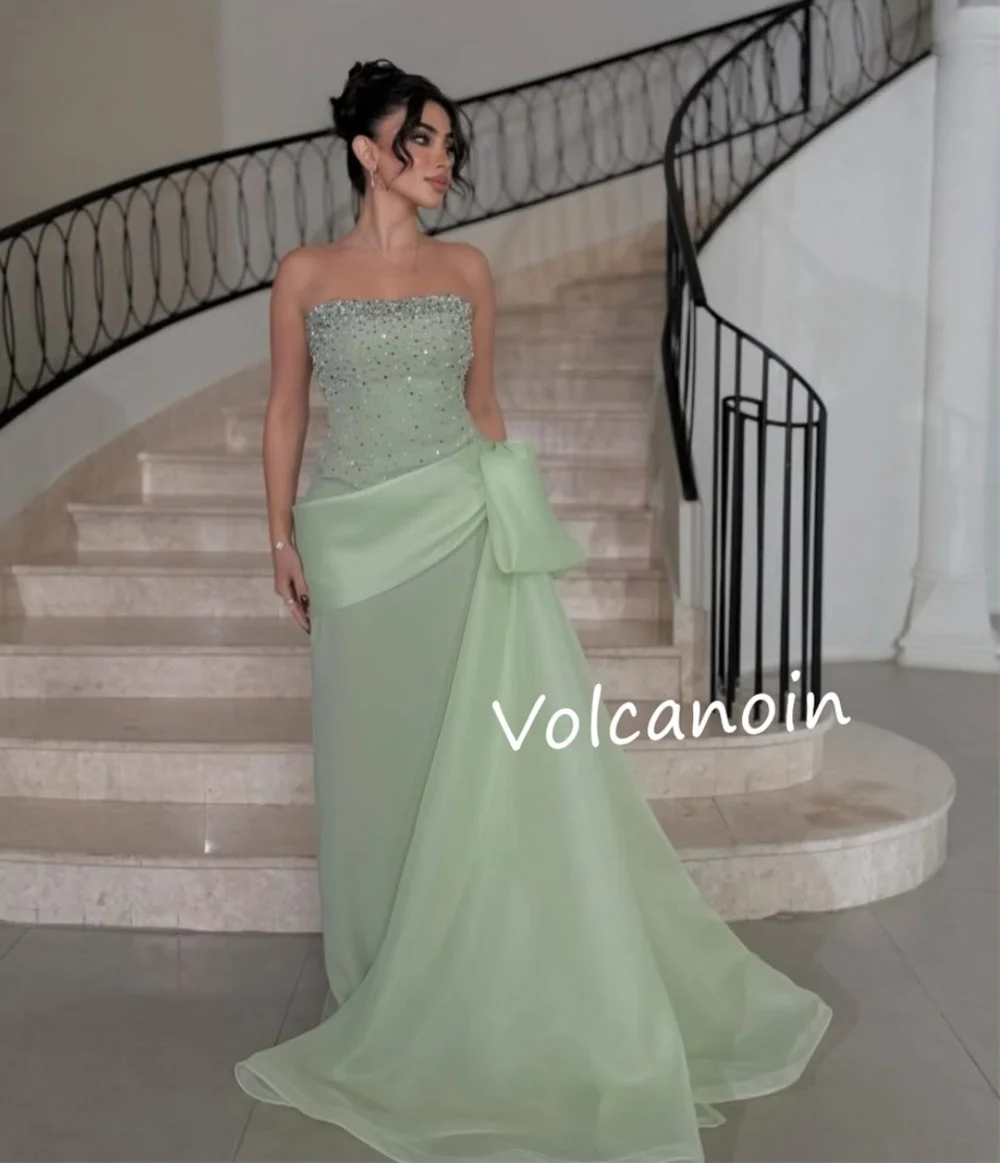 ที่กําหนดเองอย่างเป็นทางการชุดราตรีประดับด้วยลูกปัด A-Line ชุดราตรียาว Bespoke โอกาส Elegant คุณภาพสูง