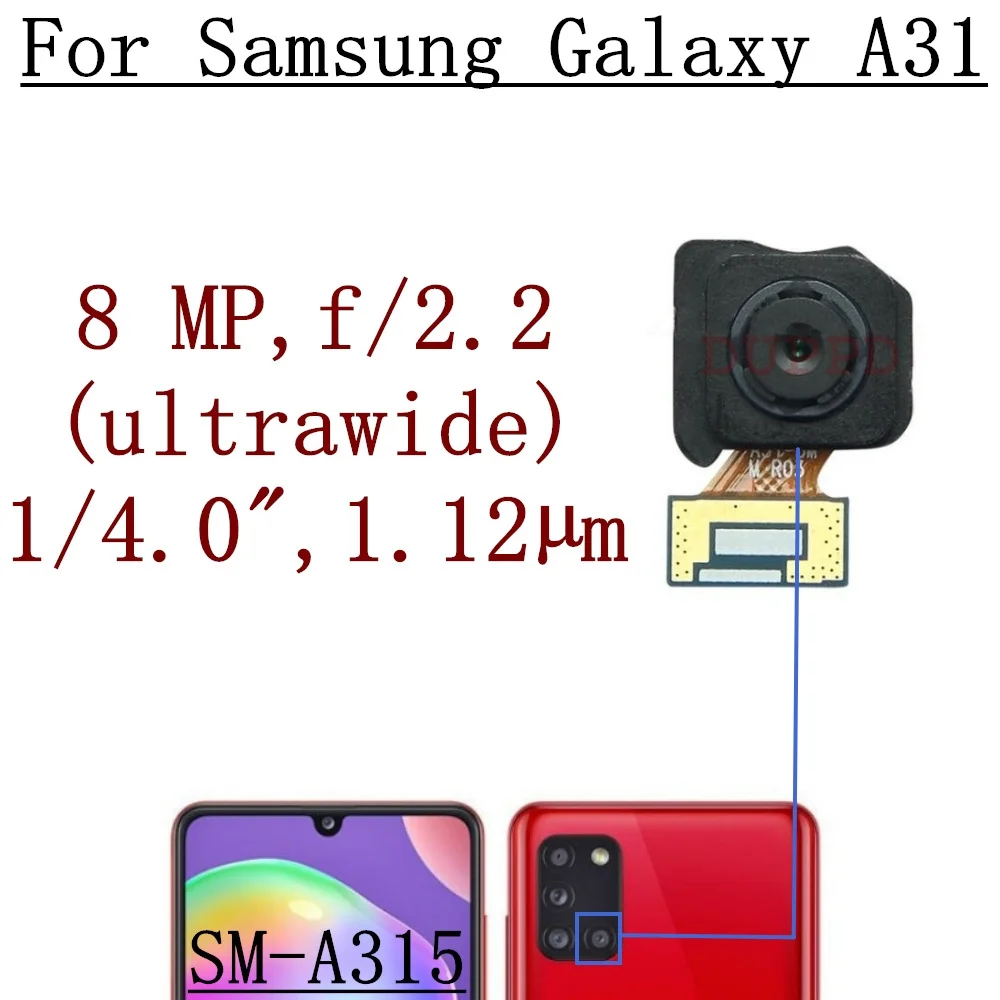 Rear Front Camera For Samsung Galaxy A31 SM-A315F/DS SM-A315G Backside Back Facing Wide Camera Module Replacement Parts