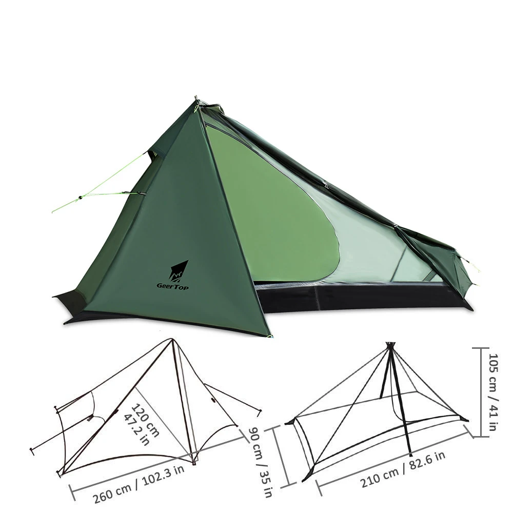 

‌Ultralight 1-Person Tent Silicone Coated Nylon Tear Resistant Triangle Pyramid Camping Tent Waterproof Backpacking 950g