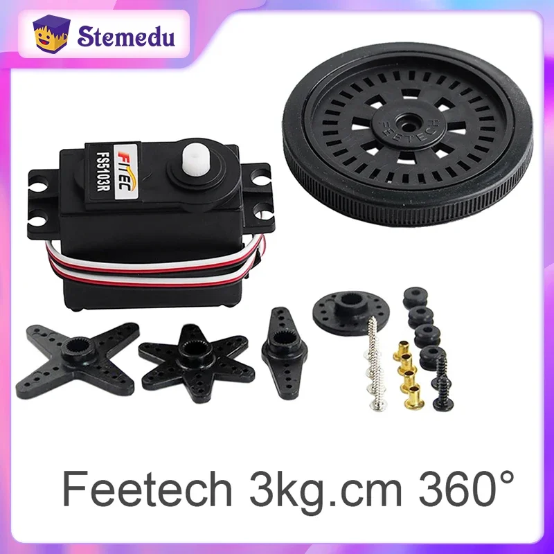 Feetech FS5103R RC Servo 3kg.cm 360 Degree Continuous Rotation Servo Motor 25T Wheel 4.8-6V for RC Car Robotic Airplane Drone