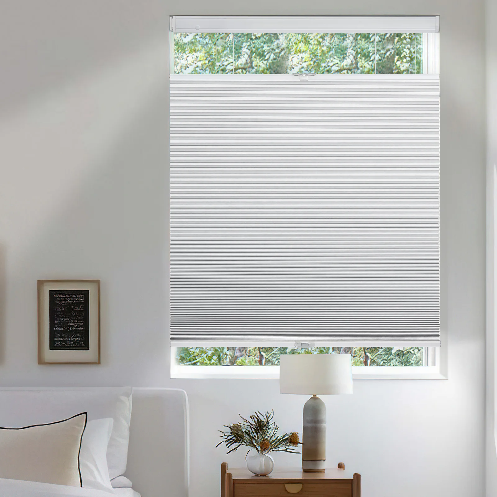 Moonice Top Down Bottom Up Honeycomb Shades No Drill No Tools Cellular Pleated Blinds Blackout Cordless Cellular Window Shades