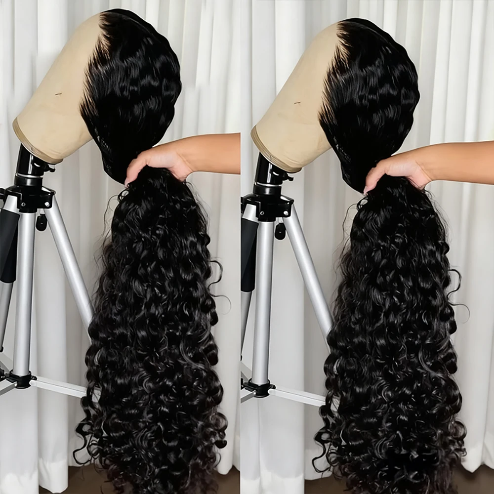 

300% Плотность 360 HD Полностью вьющиеся парики 13x6 Глубокие волны Парики фронтальной части шнурка 40 46 дюймов Волнистые парики фронта шнурка человеческих волос для женщин