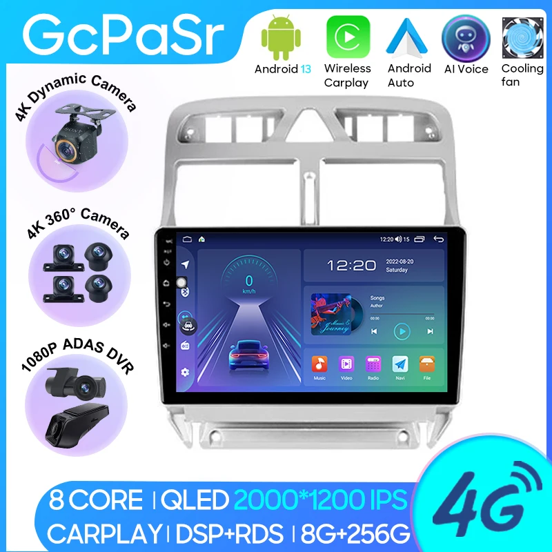 

Car Radio Carplay For Peugeot 307 1 2001 - 2008 Navigation GPS Android Auto Screen Video Stereo No 2din 4G 5G Wifi DVD Bluetooth