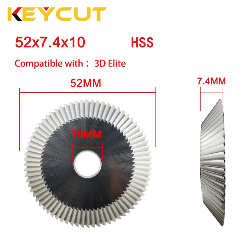 Fresa para máquina de llaves 3D Elite de 52 x 7,4 x 10 mm Herramientas de cerrajería de repuesto