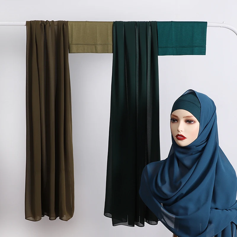 Premium Perfect matching color breathable undercap plain light weight chiffon modal hijab scarf