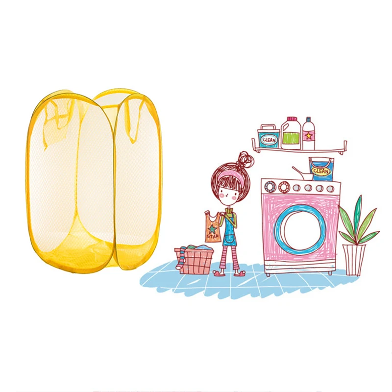 

Folding Laundry Basket Collapsible Cute Hamper Storage Clothing Organizer Carrying Clothes Man