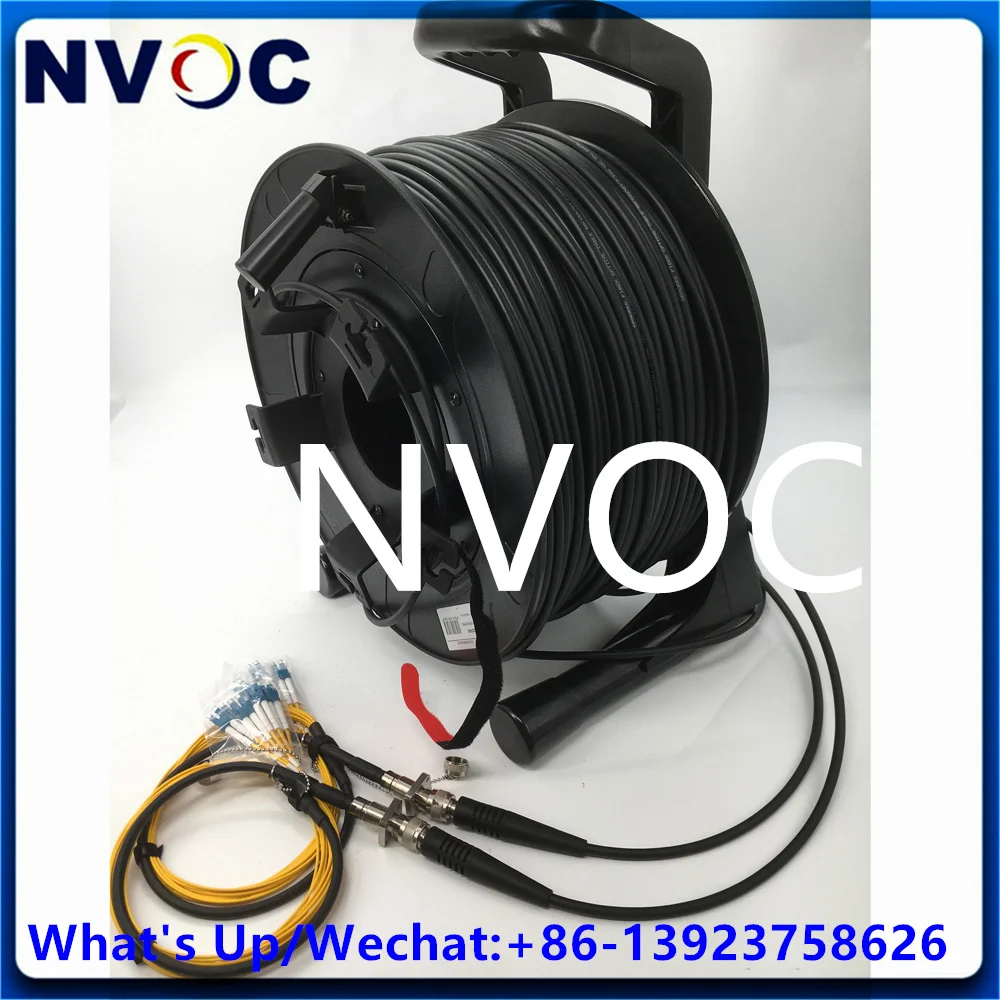 12Core Single Mode ODC-MPOAPC Male 200M 7.0mm Armored Fiber Optic TPU Cable With PCD380 And 2Pcs ODC-MPO Female To LC Patch Cord