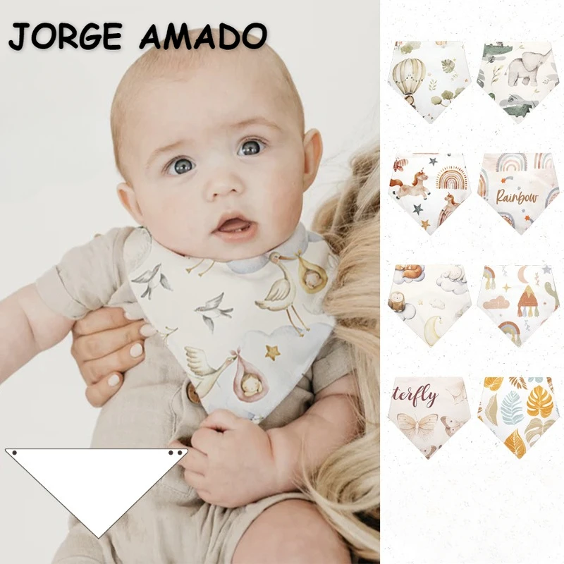 

Baby Girl Boy Bibs Infant Triangle Buckle Waterproof Cartoon Print Combination Newborn Children's Burp Cloth F101