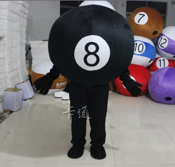 Christmas Friendly Billiard Ball Carom Mascot Costume Mascota Fancy Dress With Round White Face Black Numbers Mascot Costumes F