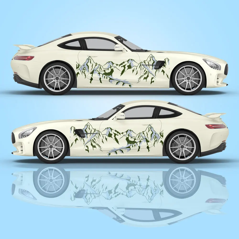 

Mountains Scenery Side Door Vinyl Sticker Decals for Any Car Cartoon Outdoor Vehicle Painting Sticker Car Decoration