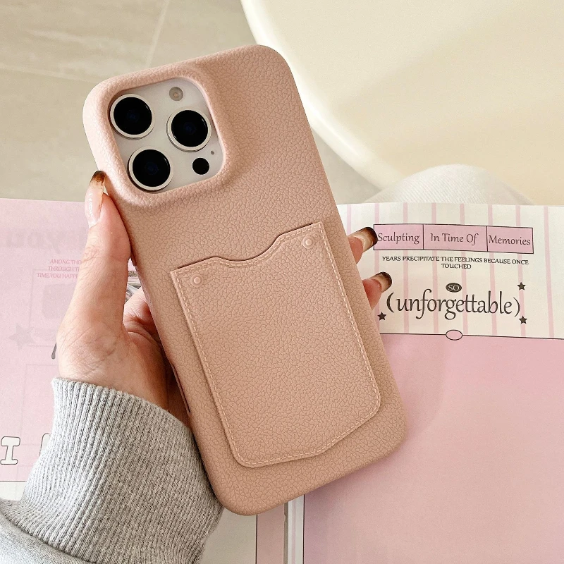 

Simple Solid Color Suitable for iPhone 16 Promax 15 Pro 14 Pro Card Foreskin Texture Frosted Phone Case Protective Cover