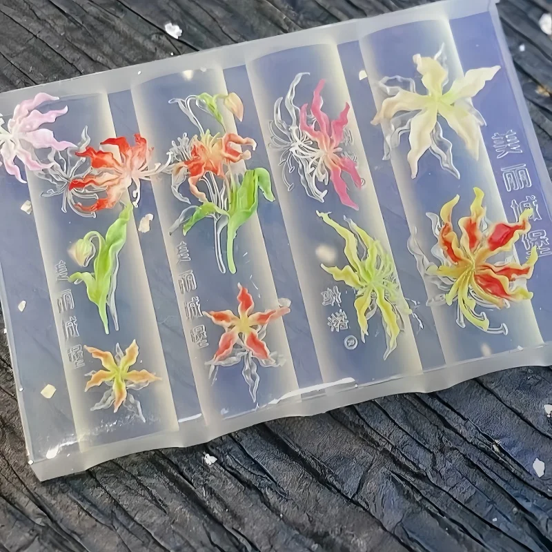 2-Piece Nail Art Mold Set, Elegant Style of Jialan Lily Mandala, Three-Dimensional Flower Transparent Nail Art Mold