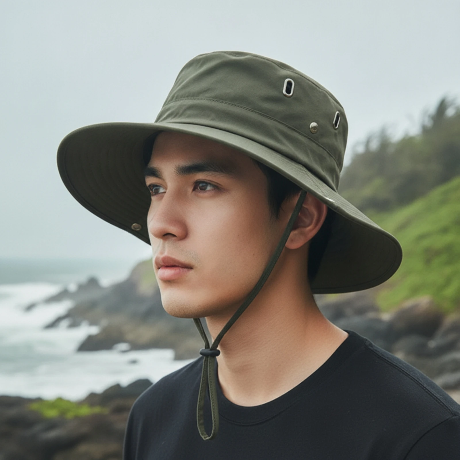 Sun Hat Hat with Chin Strap Secure Fit Sun Sun Hat Hat Windproof Easy Care for Anglers, Fishing, Hiking
