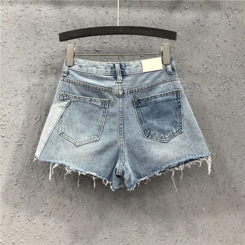 Personalized Patchwork Contrasting Denim Shorts For women Summer 2026 New beggar pants Female Sexy Wash Casual Short Jeans